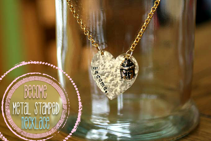 Become Hammered Metal Stamped Necklace