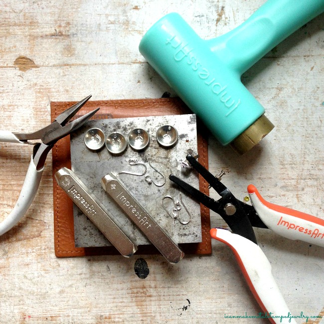 Last Minute Metal Stamped Earrings Action Shot