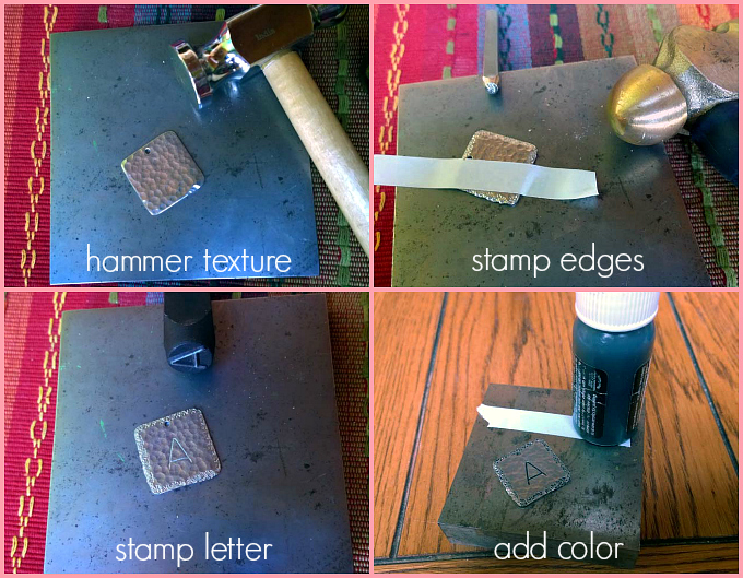 Metal Stamped Initial Pendants Steps