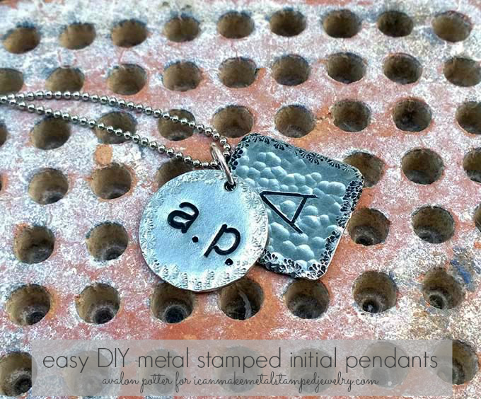 Metal Stamped Initial Pendants Text Two