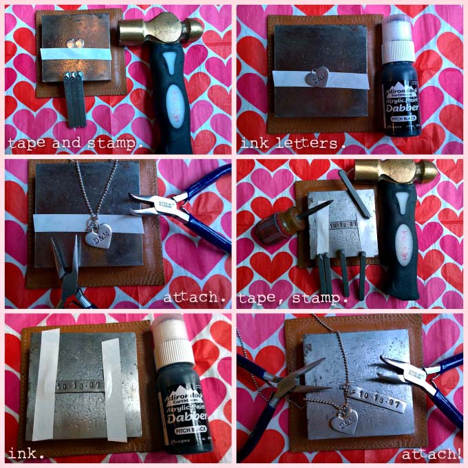 Metal Stamped Valentine Pendants Steps