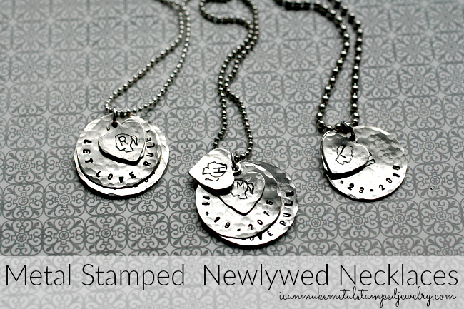 Metal Stamped Newlywed Necklaces two