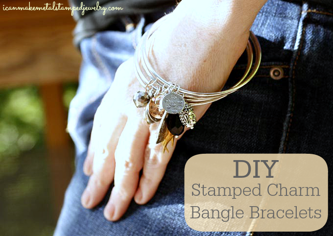 Stamped Charm Bangle Beauty LS Text