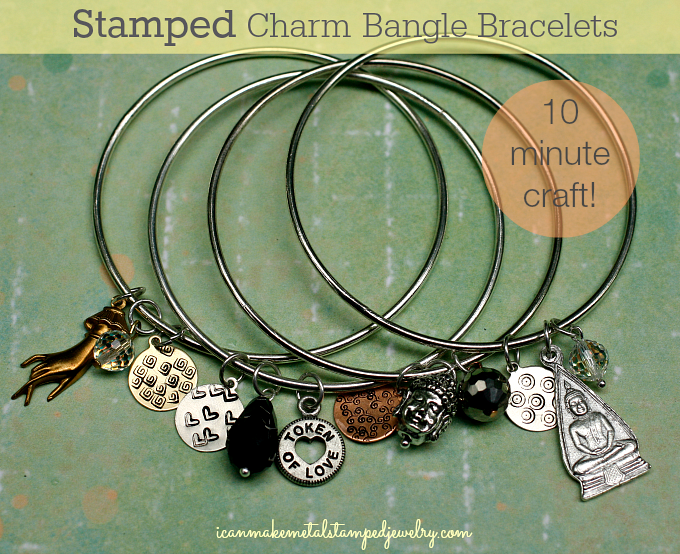 Stamped Charm Bangle Bracelets Xtra Text