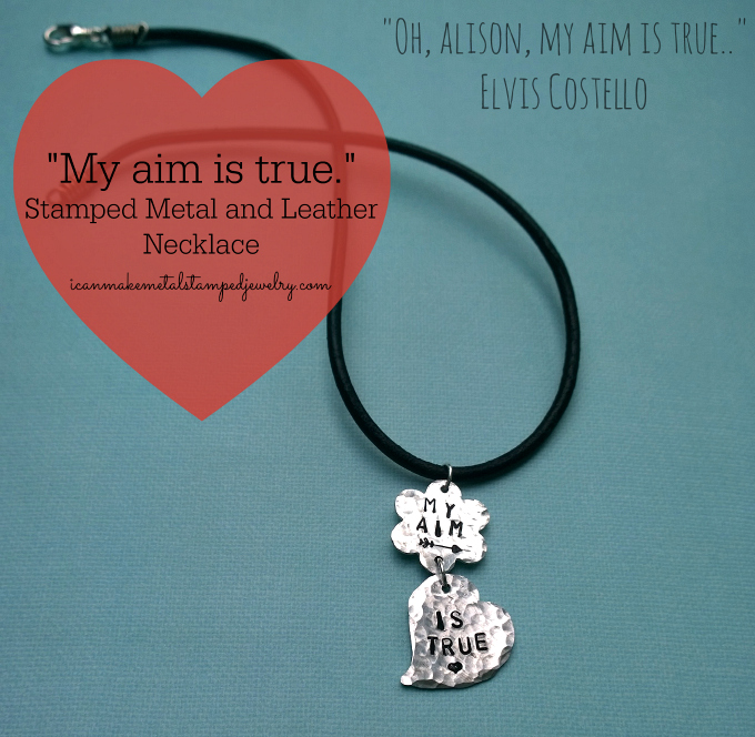 Stamped Metal and Leather Necklace One