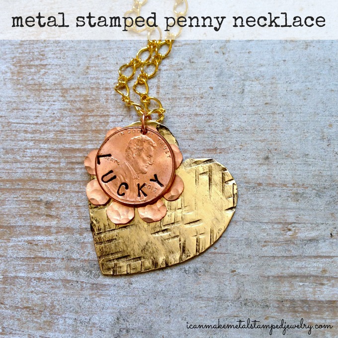 easy metal stamped penny necklace margot potter